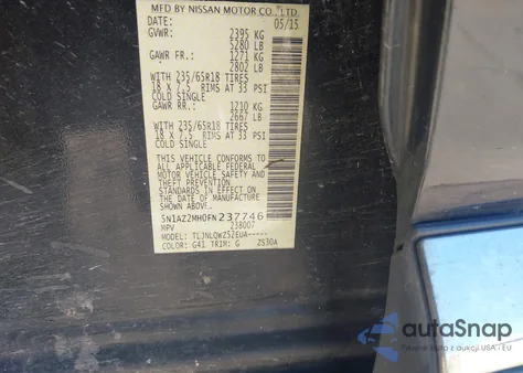 2015 Nissan Murano Sv из США, поврежденный, VIN 5N1AZ2MH0FN237746